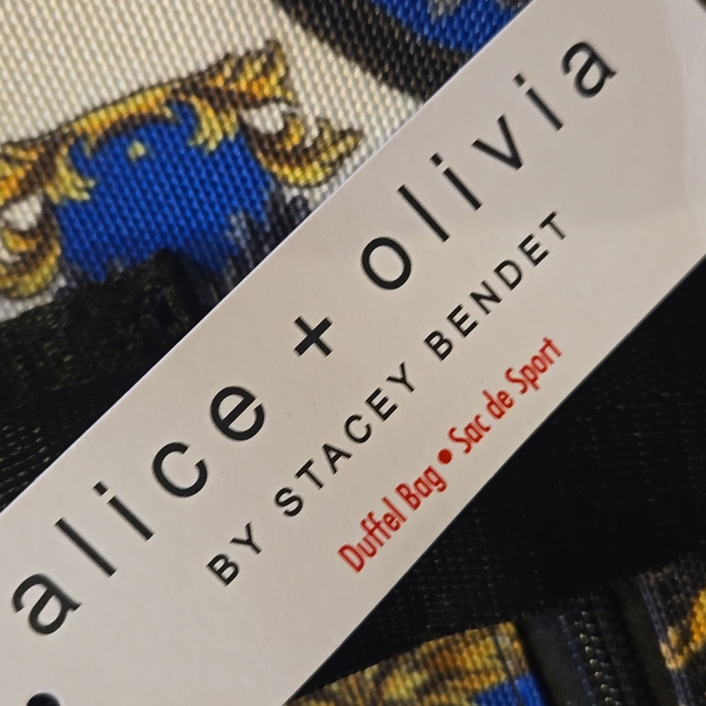 NWT Alice + Olivia Classy Black/Blue Design Print Weekender Bag - Picture 2 of 12